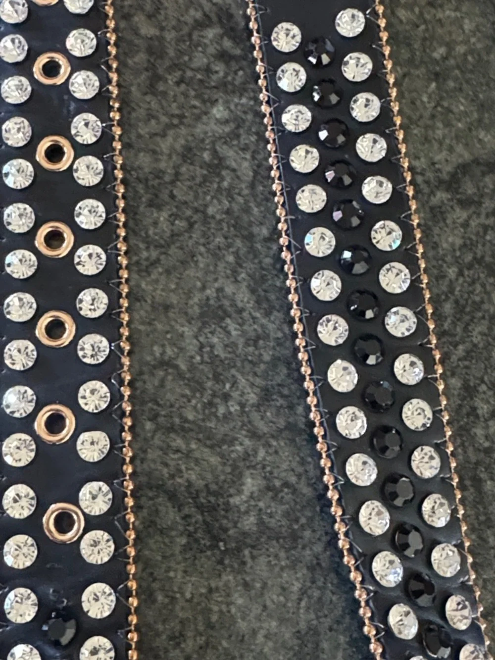 Women's Black Crystal-gold hardware Embellished western Chain-Trim Belt
